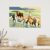 Rijsttransplantatie Asano Takeji 1949 Poster (Keuken)