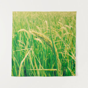 Rijstveld op het platteland en verse, styleabstr wandkleed