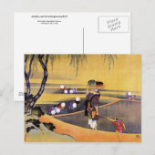 Rijstvelden Hokusai Japanse Fine Art Briefkaart (Voorkant / Achterkant)