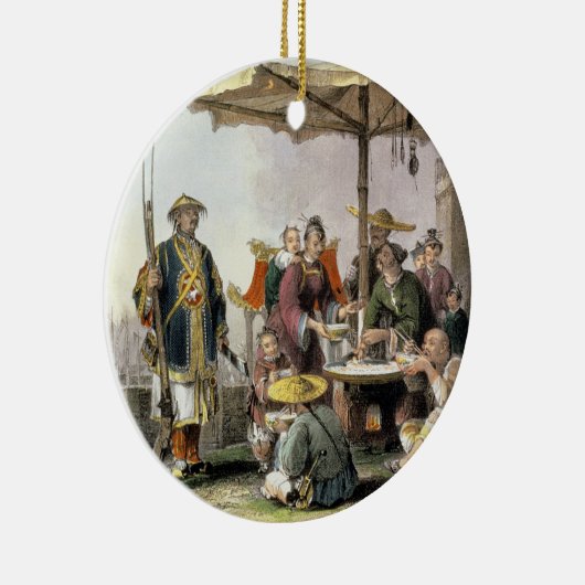 Rijstverkopers op het militair station Tong-Chang Keramisch Ornament (Rechts)