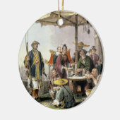 Rijstverkopers op het militair station Tong-Chang Keramisch Ornament (Links)