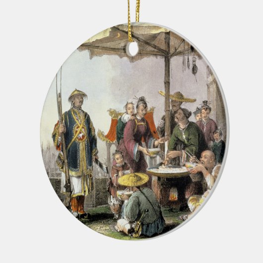 Rijstverkopers op het militair station Tong-Chang Keramisch Ornament (Links)