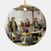 Rijstverkopers op het militair station Tong-Chang Keramisch Ornament (Achterkant)