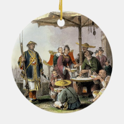 Rijstverkopers op het militair station Tong-Chang Keramisch Ornament (Achterkant)