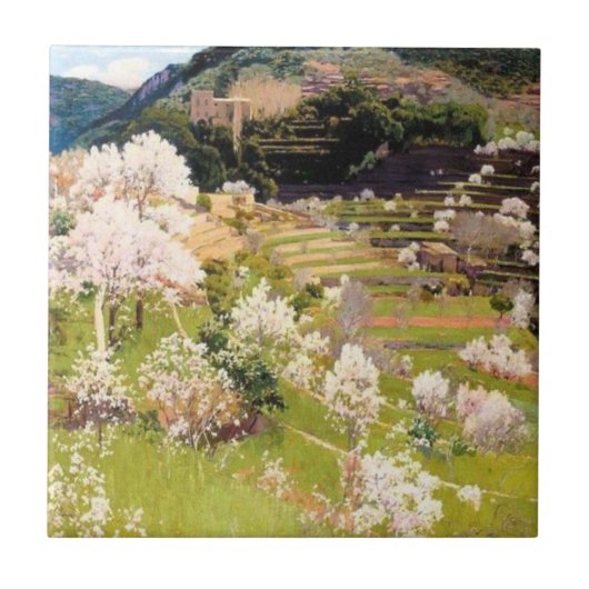 Rijtentuin in Mallorca (door Santiago Rusiñol) Tegeltje (Voorkant)