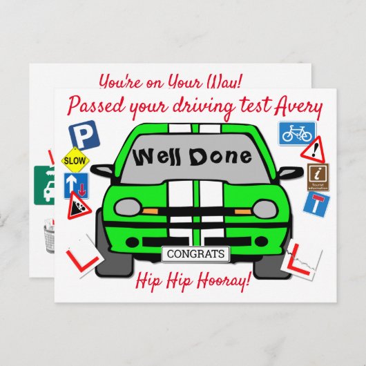 Rijtest geslaagd Gefeliciteerd Briefkaart (Voorkant / Achterkant)