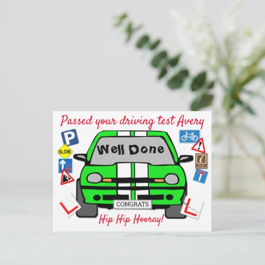 Rijtest geslaagd Gefeliciteerd Briefkaart (Staand voorkant)