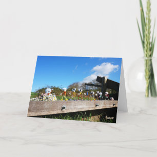 Rijtje Fubby's die in een optocht met madeliefjes. Bedankkaart