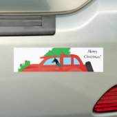 Rijtuig Doberman Pinscher met kerstboom Bumpersticker (Op auto)