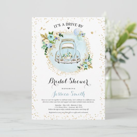 Rijvaardigheid en bediening met bridal Shower Invi Kaart (Staand voorkant)