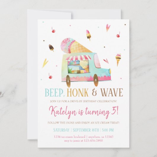 Rijvaardigheid en bediening van Ice Cream - uitnod Kaart (Voorkant)