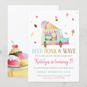 Rijvaardigheid en bediening van Ice Cream - uitnod Kaart