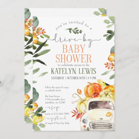 Rijvaardigheid en bediening van pompoenBaby shower Kaart (Voorkant / Achterkant)