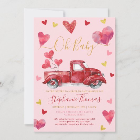 Rijvaardigheid met roze Valentijn Baby shower met  Kaart (Voorkant)