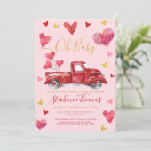Rijvaardigheid met roze Valentijn Baby shower met  Kaart (Staand voorkant)