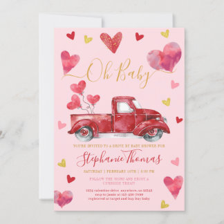 Rijvaardigheid met roze Valentijn Baby shower met  Kaart
