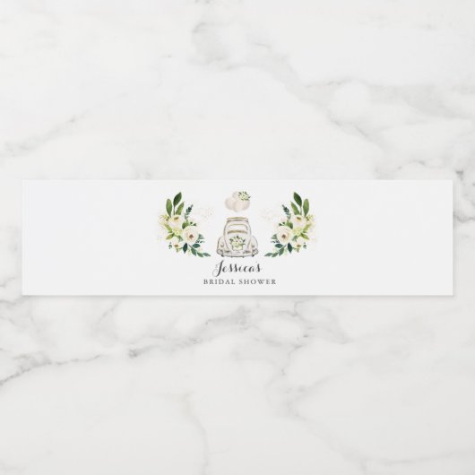 Rijvaardigheid op Vrijgezellenfeest White Floral Waterfles Etiket (Enkel label)