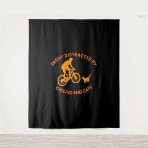 rijwiel en kat wandkleed