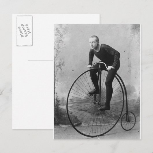 Rijwiel met groot voorwiel briefkaart (Voorkant / Achterkant)