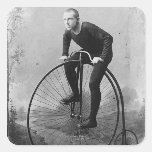 Rijwiel met groot voorwiel vierkante sticker (Voorkant)