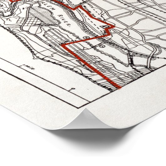 Rijwielkaarten. Rode  retro oud antiek Poster (Hoek)