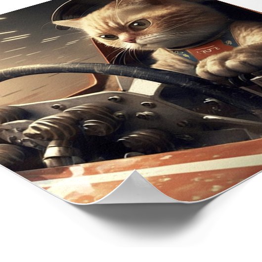Rijwielrenauto voor katten poster (Hoek)