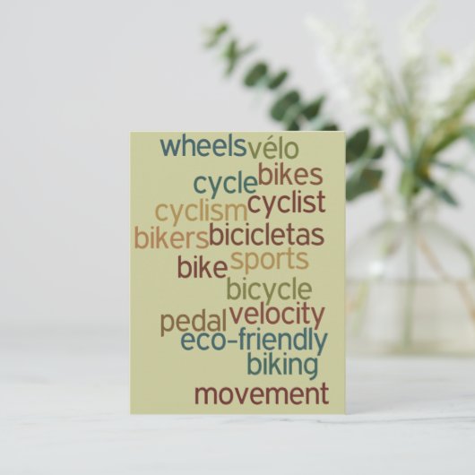rijwielwoordwolk briefkaart (Staand voorkant)