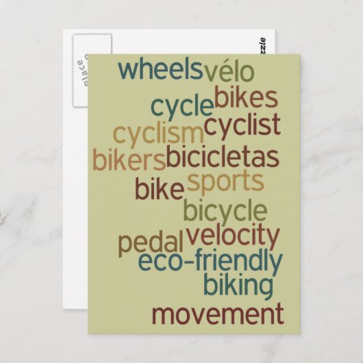rijwielwoordwolk briefkaart (Voorkant / Achterkant)