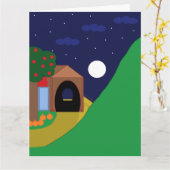 Rijzende maan met appelboom en berg: Blank Kaart (Gele Bloem)