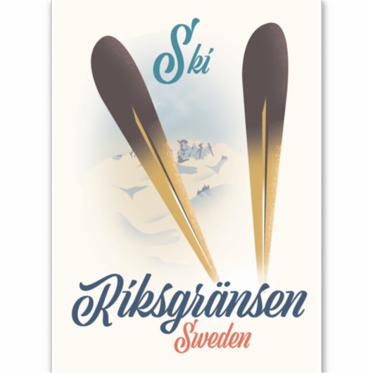 Riksgränsen Zweden Ski reis kunst Sticker (Voorkant)