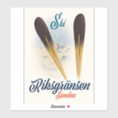 Riksgränsen Zweden Ski reis kunst Sticker (Vel)