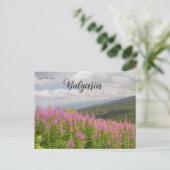 Rila Mountains and Pink Flowers in Bulgaria Briefkaart (Staand voorkant)
