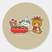 Rilakkuma kerst ronde sticker (Voorkant)