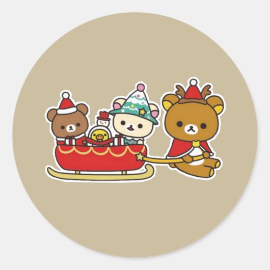 Rilakkuma kerst ronde sticker (Voorkant)