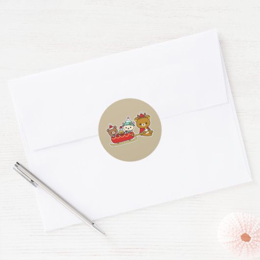 Rilakkuma kerst ronde sticker (Envelop)