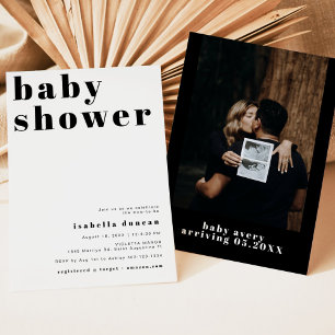 RILEY Bold Bohemian Retro Photo Baby shower Kaart