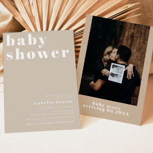 RILEY Bold Boho Beige Cream Modern Baby shower Kaart