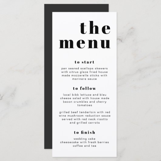 RILEY Bold Modern Retro Long Let's Eat Menu Kaart (Voorkant / Achterkant)