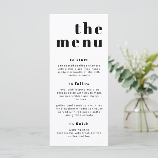 RILEY Bold Modern Retro Long Let's Eat Menu Kaart (Staand voorkant)