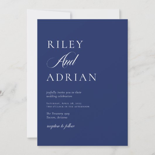 RILEY Cobalt Blue Wedding Kaart (Voorkant)