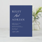 RILEY Cobalt Blue Wedding Kaart (Staand voorkant)