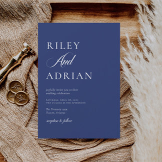 RILEY Cobalt Blue Wedding Kaart