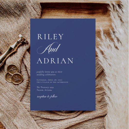 RILEY Cobalt Blue Wedding Kaart