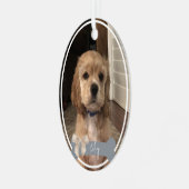 Riley Custom Pet Foto Kerstversiering Metalen Ornament (Voorkant links)