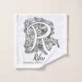 Riley doodle art letter R naam betekent handdoeken (Wasdoekje)