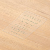 Riley Emerald Green Elegant Wedding Acryl Uitnodigingen (Laagn)