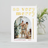 RILEY Festive So very Merry Arch-kerstKaart Folie Feestdagenkaart (Staand Voorkant)