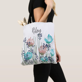 Riley Floral Monogram Tote Bag