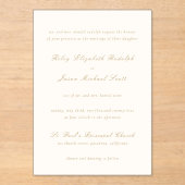 Riley Ivory en goud Elegant Huwelijk Acryl Uitnodigingen (Voorkant)