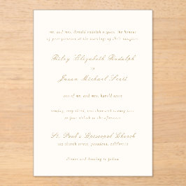 Riley Ivory en goud Elegant Huwelijk Acryl Uitnodigingen